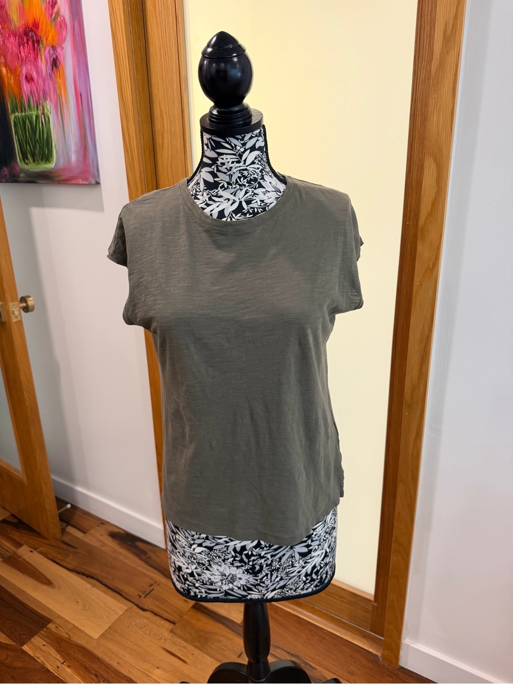 Theory Olive Short-Sleeve Crewneck Tee